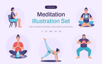 Meditation Illustration Art Set