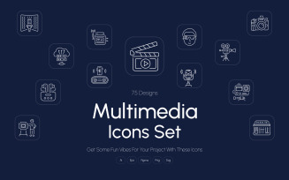 Modern Multimedia Icon Art Set