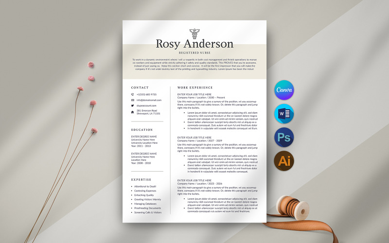 Professional Resume Template | Modern CV Design for Word, Canva, Photoshop & Illustrator