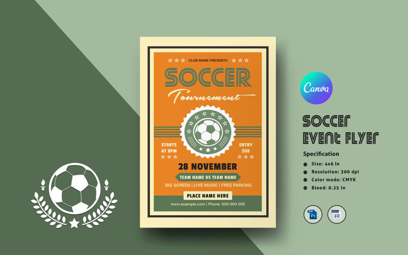 Soccer Tournament Flyer Template Corporate Identity