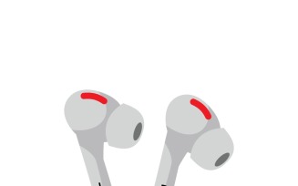 White Wireless Headphones Vector Illustration on White Background