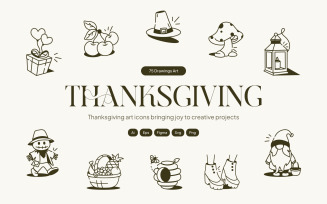Thanksgiving Drawings Art Set