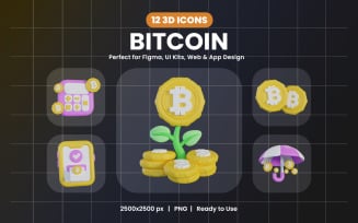 Bitcoin 3D Icon Pack Design 74