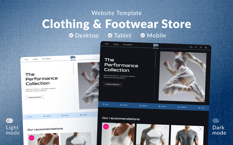 NYRA - Clothing and Footwear Online Store UI Template UI Element