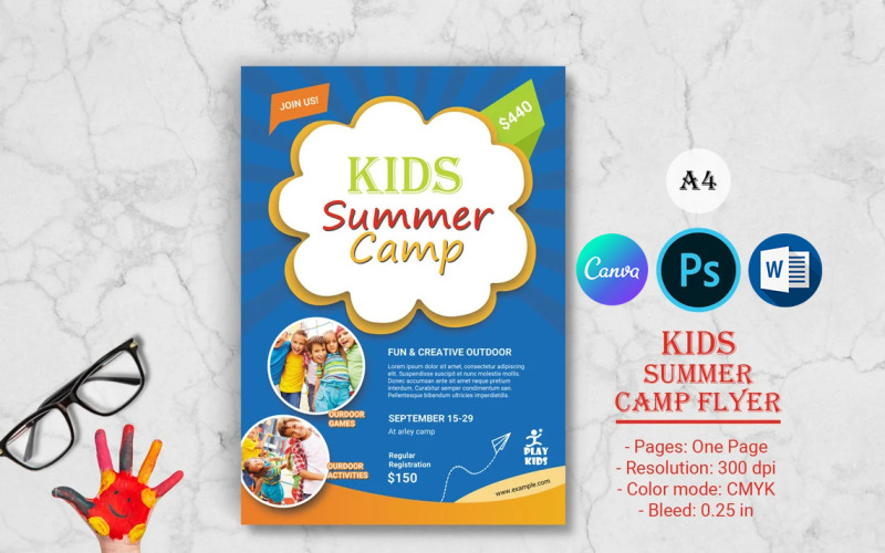 Printable Kids Summer Camp Flyers Template Corporate Identity