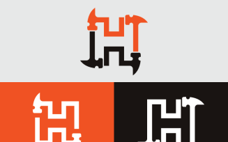 Letter H And Hammer Logo Template