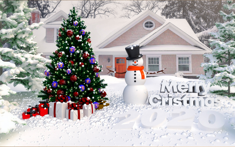 Merry Christmas snowfall schene 3d model Model