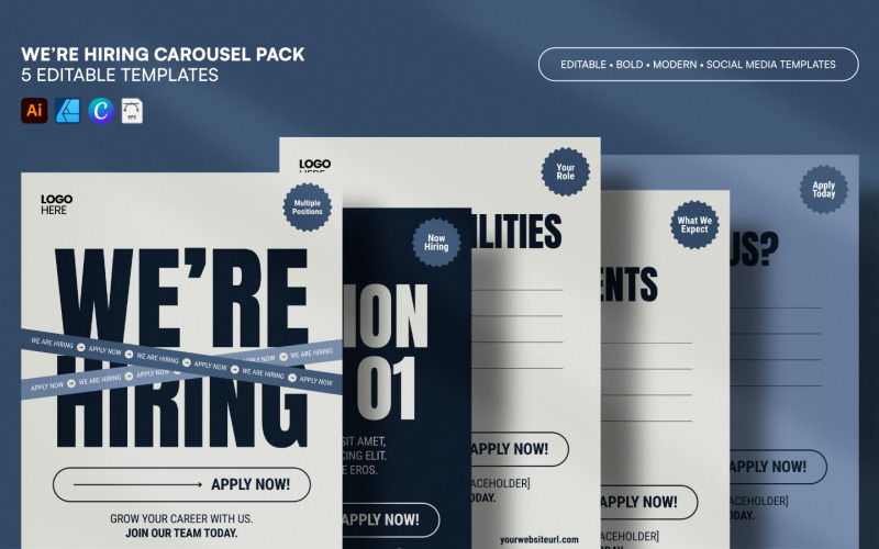 We Are Hiring Carousel Templates | Job Vacancy Social Media Pack