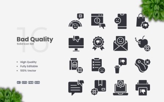 16 Bad Quality Solid Icons Set