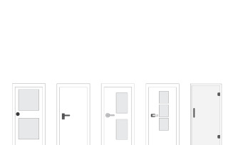 Linear Door Type Icons Set: Home, Interior, Elevator, Safe