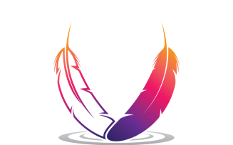 Feather Letter V Logo Template