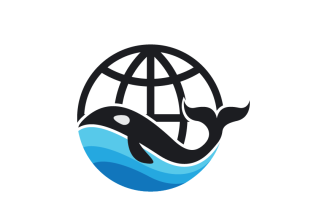 Global and Whale Logo Template