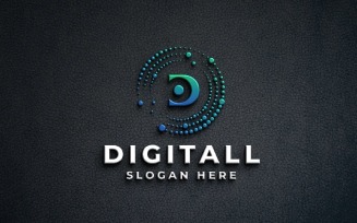 Digital Network Letter D Logo