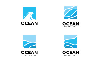 Ocean Wave Logo Template Vector, Ocean simple and modern logo design 15