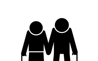 Elderly Couple Silhouette Icon Vector Illustration