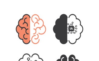 Human Brain AI Concept Top View Illustration