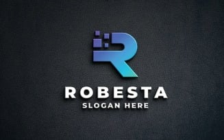Modern Digital R Letter Logo - Tech & Data Design