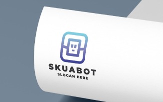 Modern Robot Bot Logo - Geometric & AI Design