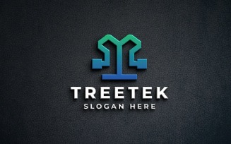 Modern Tree Logo - Digital & Green Tech Design