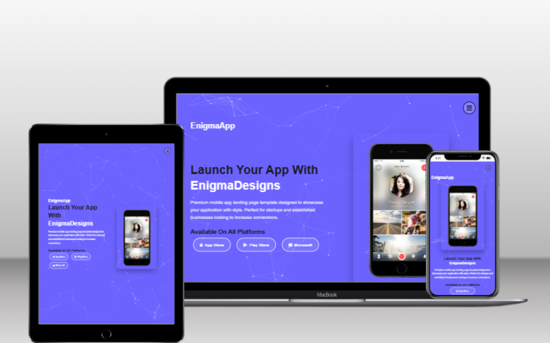 Enigma App - Premium Mobile App Landing Page Template