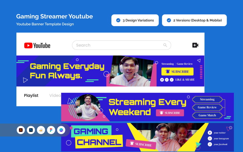 Gaming Streamer YouTube Banner Social Media