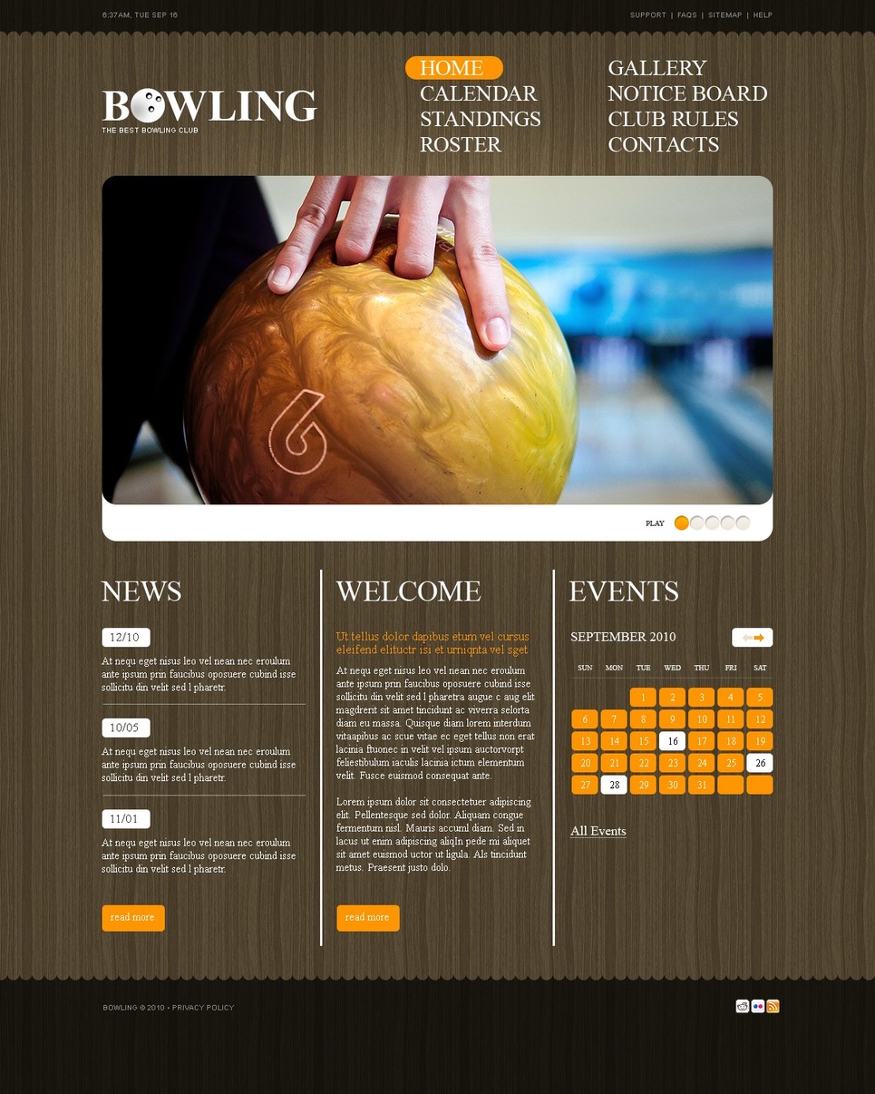 Bowling PSD Template New Screenshots BIG