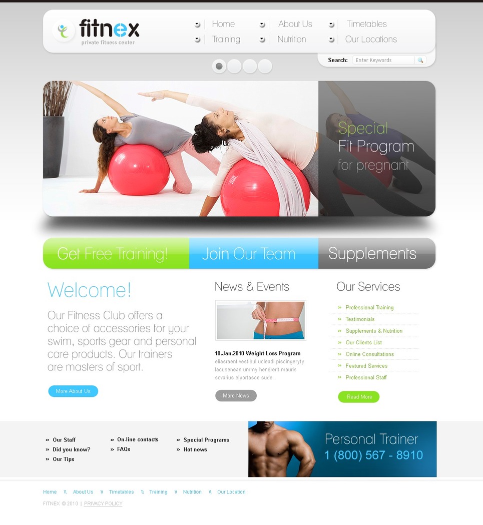 Fitness PSD Template New Screenshots BIG