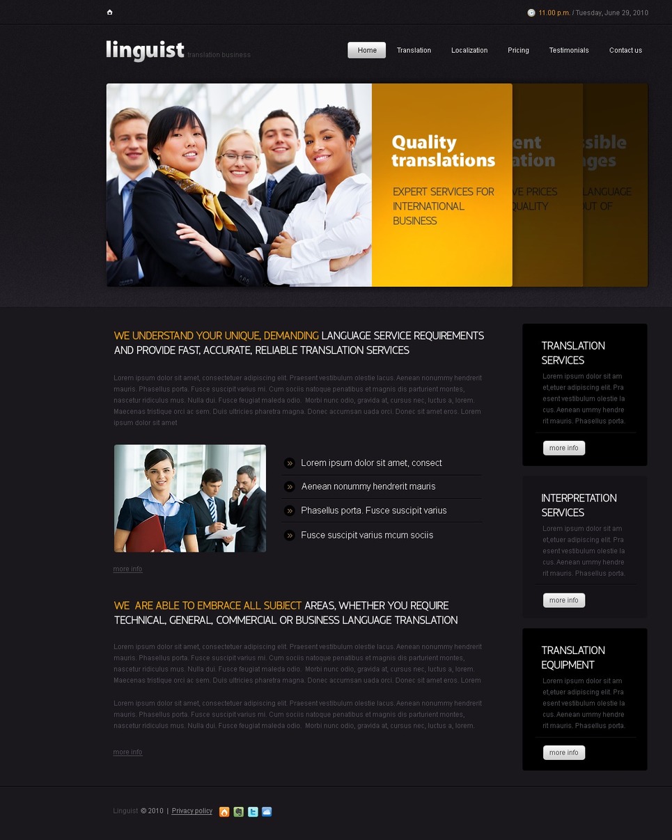Language School PSD Template New Screenshots BIG