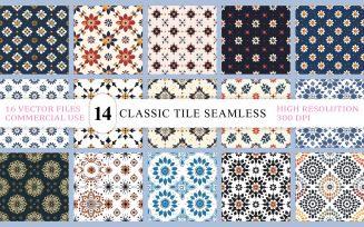Classic Tile Seamless Vector Pattern Collection | Vintage Geometric Seamless Backgrounds