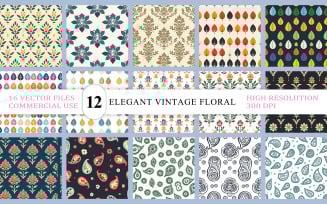 Elegant Vintage Floral Seamless Backgrounds | Paisley & Vintage Floral Seamless Pattern Bundle