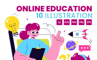 10 Online Education for Kids Illustration