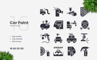 16 Car Paint Solid Icons Set