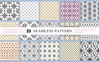 Minimal Monochrome Vector Pattern Collection | Classic Geometric Seamless Vector Patterns