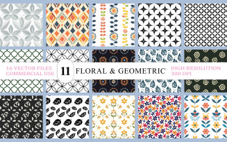 Modern Botanical & Abstract Vector Backgrounds | Floral & Geometric Seamless Pattern Vector