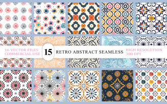 Retro Abstract Seamless Pattern Collection | Vintage Circle & Dot Seamless Backgrounds