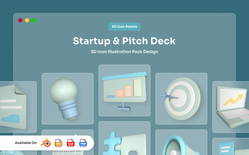 Startup & Business Pitch 3D Icon Pack Model