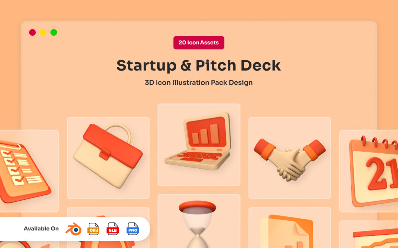 Startup & Investor Pitch 3D Icon Pack Model