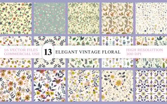 Vintage & Modern Floral Seamless Patterns | Editable Vector Botanical Pattern Pack | Botanical