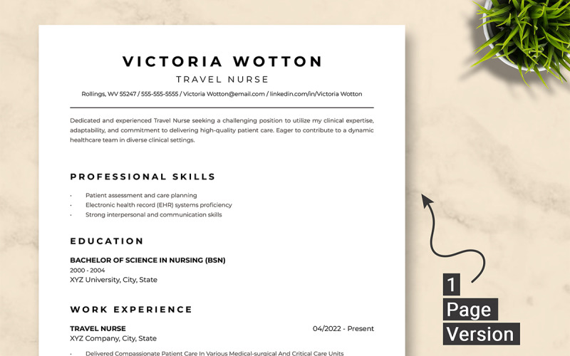 ATS Travel Nurse Resume Template