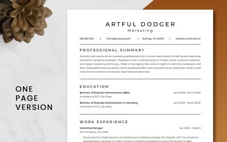 Clean ATS Friendly Marketing Resume Template