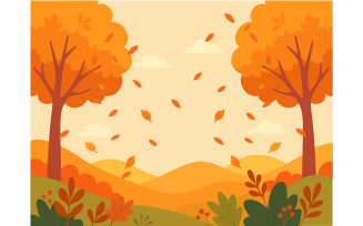 Colorful Cartoon of Trees with Vibrant Leaves