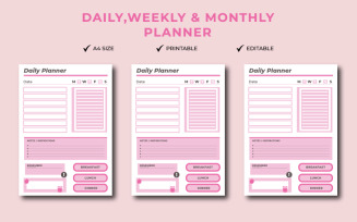 Daily, Weekly & Monthly Planner Template | Printable and Editable Organizer