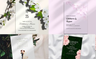 Elegant Wedding Invitation PSD Templates Bundle – 4 Editable Designs