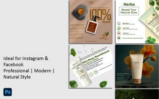 Natural Skincare Social Media PSD Templates | 5 Editable Instagram & Facebook Post Designs