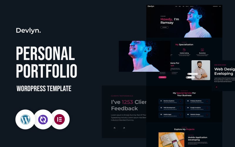 Devlyn – Creative Personal Portfolio WordPress CMS Elementor Template WordPress Theme