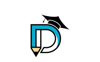 Letter D and Pencil with Graduation Cap