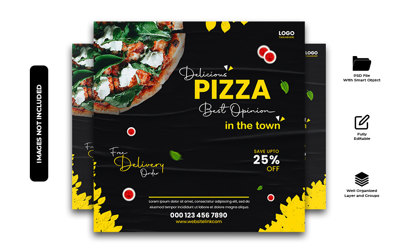 Pizza Restaurant Food Flyer Template | Editable PSD Design Social Media