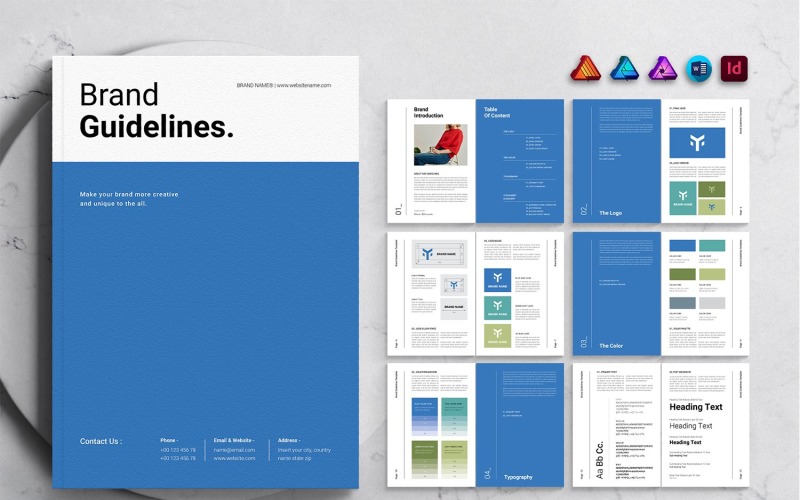 Brand Identity Guidelines Template Design for MS Word, InDesign and Affinity Suites Magazine Template