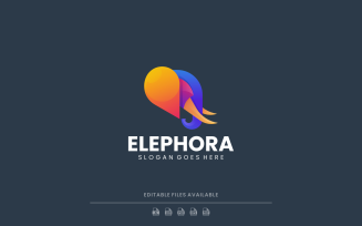 Gradient Modern Head Elephant Logo Design