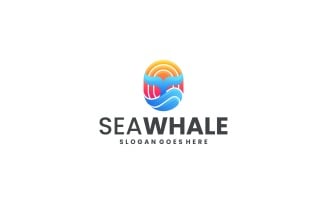 Gradient Modern Tail Whale Logo Design